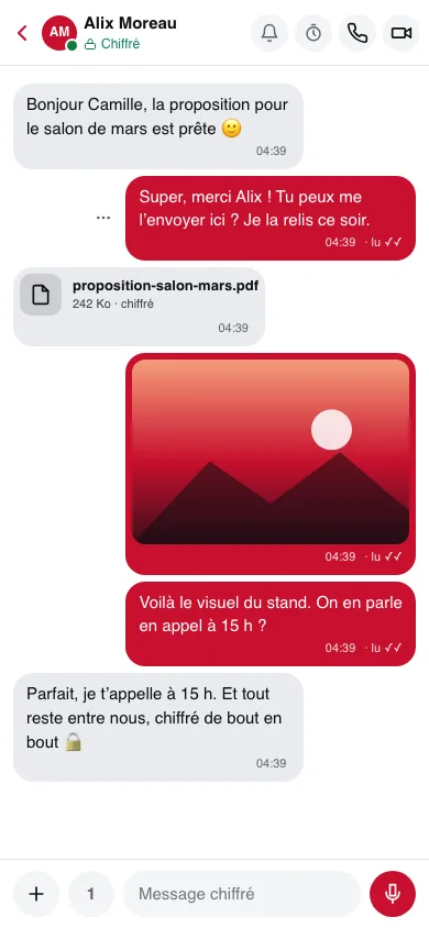 Discus sur téléphone : conversation chiffrée